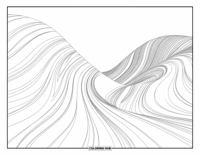 Coloriage d'Arizona pour adultes : Les courbes du grès de The Wave se déploient en larges arabesques