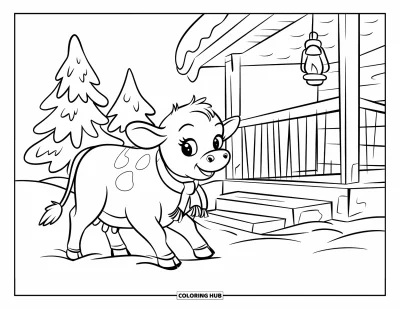 110+ Coloriages de vaches de Noël pour enfants et adultes (Gratuits)