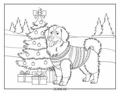 105+ Coloriages de chiens de Noël