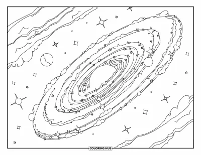 60+ Dibujos de galaxia y espacio para colorear para niños y adultos (Gratis)