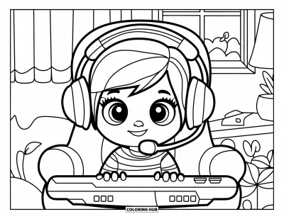 Gamer kifestő gyerekeknek: Egy gyerek gamingszékben ül fejhallgatóval hangulatos szobában
