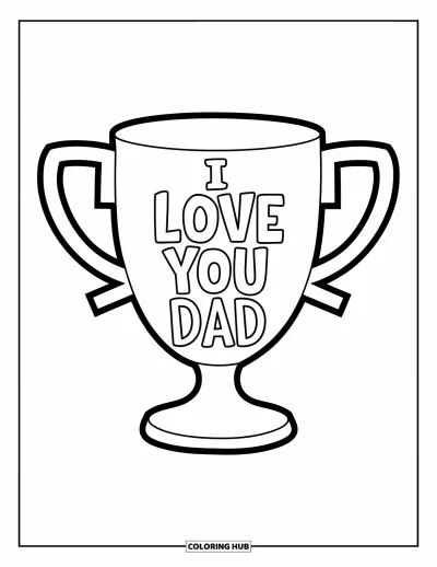 Målarbild med 'Jag älskar dig, pappa' för barn: Enkel pokal med "I Love You Dad" i fetstil