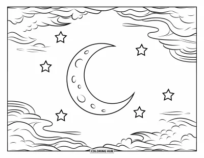 70+ Coloriages de la lune et des étoiles pour enfants et adultes (Gratuits)