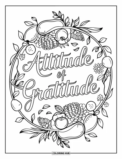 Coloriage de reconnaissance pour adultes : « Attitude of Reconnaissance » s'épanouissant dans des couches de mandalas de fruits et de fleurs
