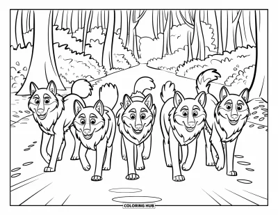 70+ Dibujos de manada de lobos para colorear