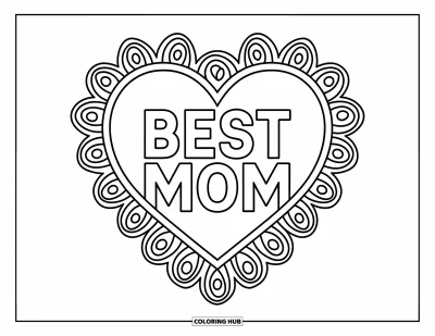 Legjobb anya kifestő felnőtteknek: Merész szív “Best Mom” felirattal finom filigránszerű paisley keretben