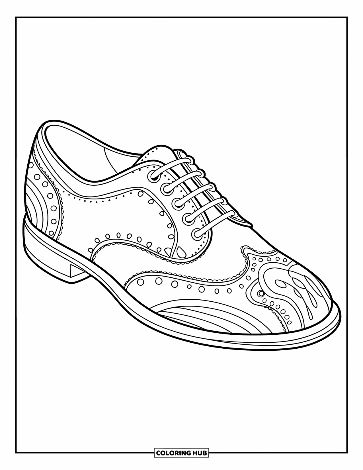 Bowling Coloring Page for Kids: A bowling shoe design sheet with clean outlines and patterns
