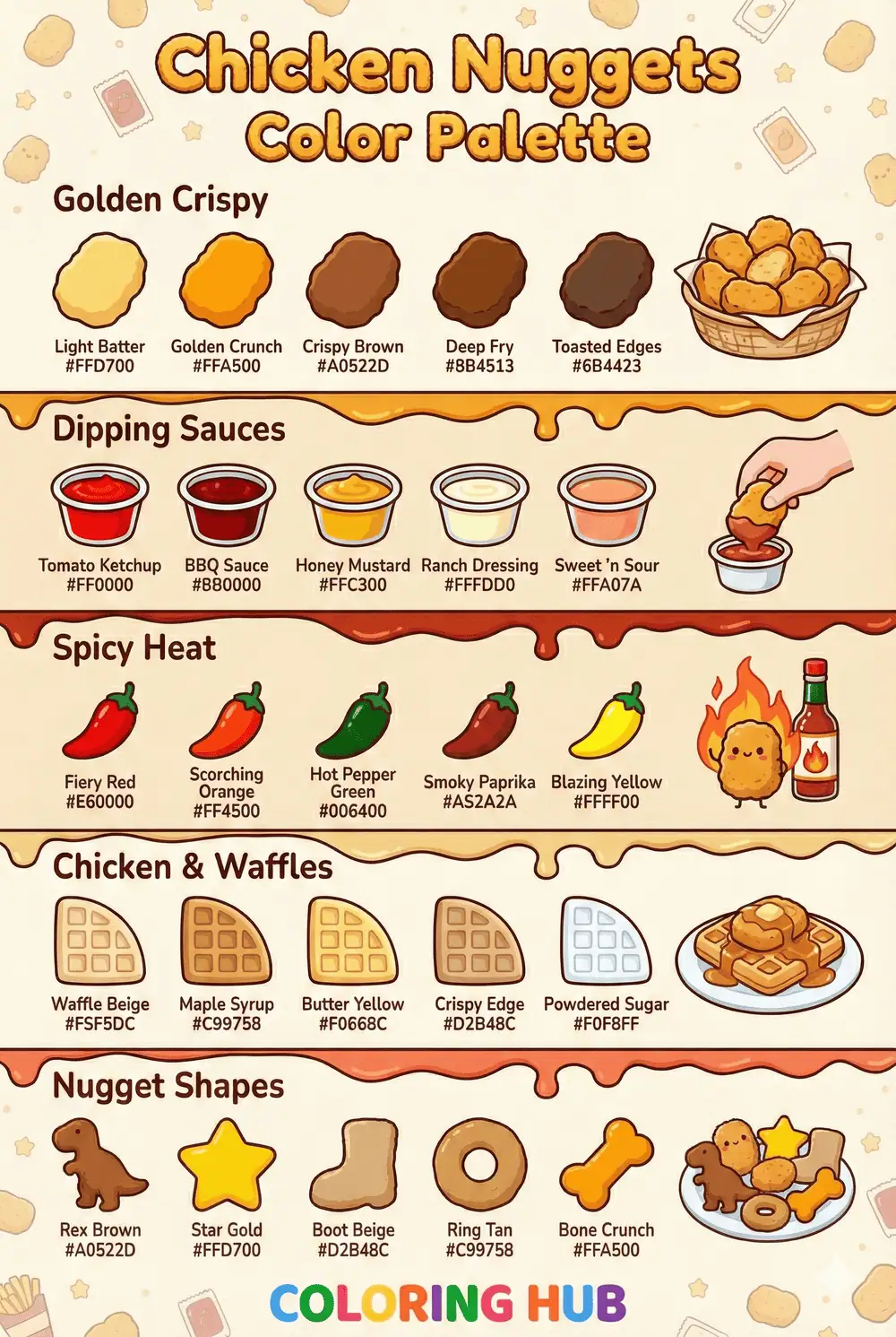 Chicken Nugget Coloring Page Color Palettes