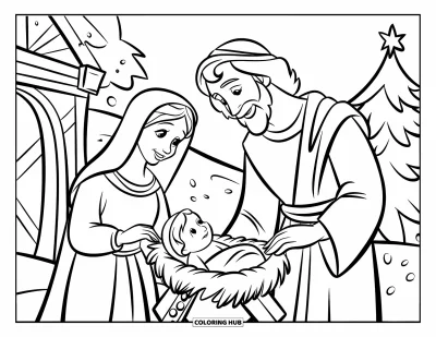 85+ Coloriages de Noël chrétien pour enfants et adultes (Gratuits)