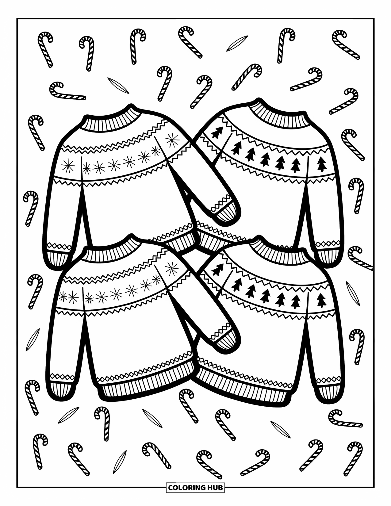 Christmas Cookie Coloring Page for Adults: Mini cookie sleighs and North Pole signs sparkle with snowflake sprinkles