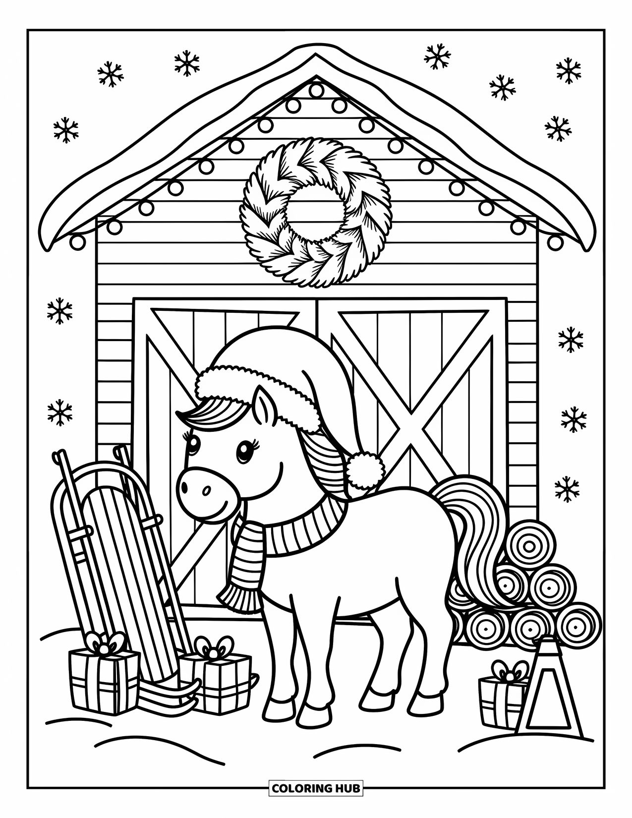 110+ Christmas Horse Coloring Pages for Kids & Adults (Free Printable PDFs)