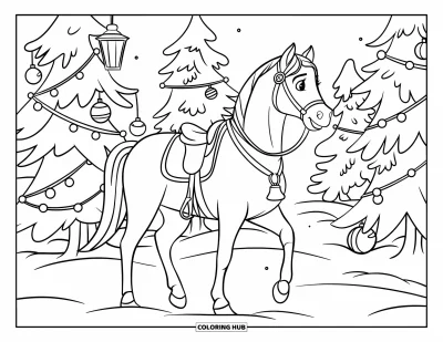 110+ Coloriages de chevaux de Noël pour enfants et adultes (Gratuits)
