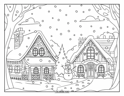 115+ Coloriages de village de Noël pour enfants et adultes (Gratuits)