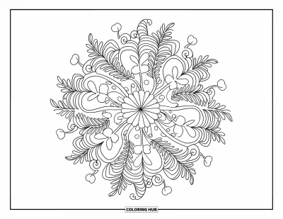 Målarbild med klöver för vuxna: Klöverblad och slingrande rankor snurrar genom ett lugnande cirkelformat mandala