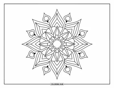Geometric Mandala Coloring Page for Kids: Interlocked shapes build a mandala that's both fun and symmetrical
