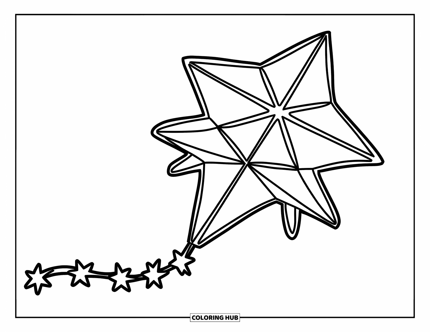 Kite Coloring Page for Kids: A cheerful star-shaped kite design with big, bold outlines