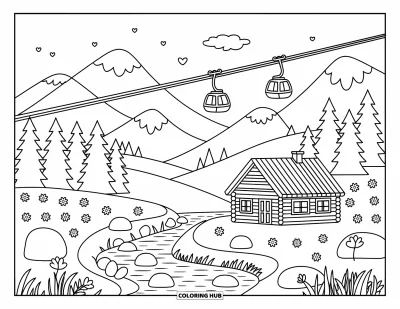 90+ Landscape Scenery Coloring Pages for Kids & Adults (Free)