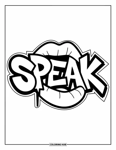 Ajak kifestő gyerekeknek: Ajkak és graffiti betűk merész, modern utcai stílusban kombinálva
