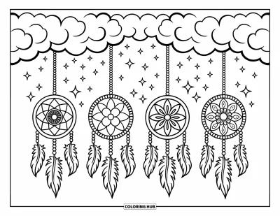 75+ Coloriages d&rsquo;attrape-rêves avec lune pour enfants et adultes (Gratuits)