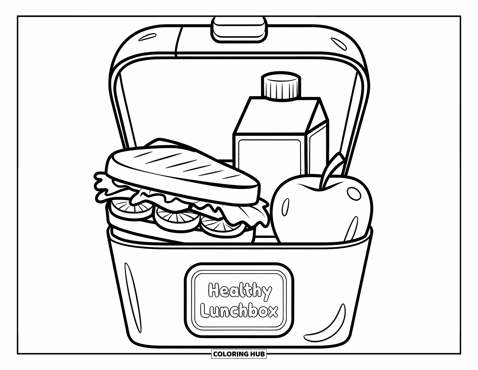 Nutrition Coloring Page for Kids: A simple and happy lunchbox has everything for a great lunch break