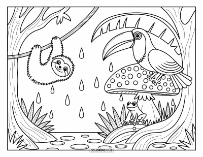 75+ Coloriages d&rsquo;animaux de la forêt tropicale pour enfants et adultes (Gratuits)