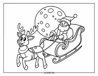 65+ Coloriages du Père Noël et des rennes