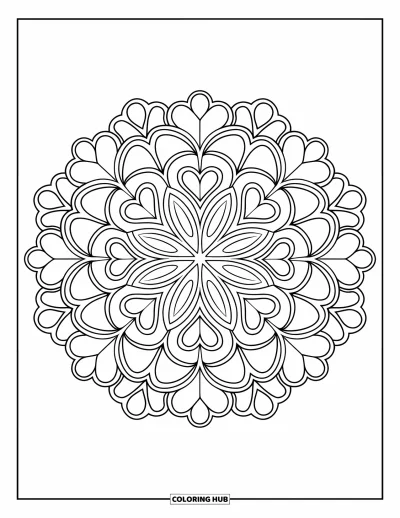 Sankt Patricks dag-målarbild för vuxna: En centrerad shamrock-mandala med kraftiga linjer mot vit bakgrund