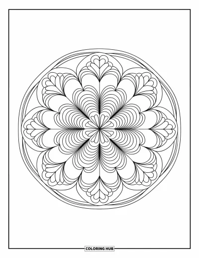 Sankt Patricks dag-målarbild för vuxna: En mandala helt uppbyggd av lagerade shamrocks och klöver