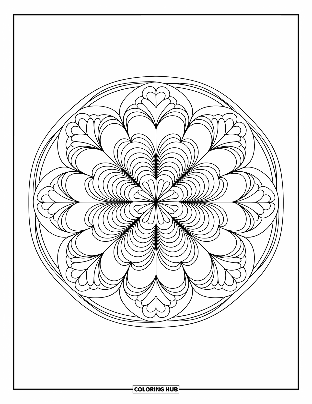 Coloriage de la Saint-Patrick pour adultes : Un mandala composé entièrement de trèfles superposés