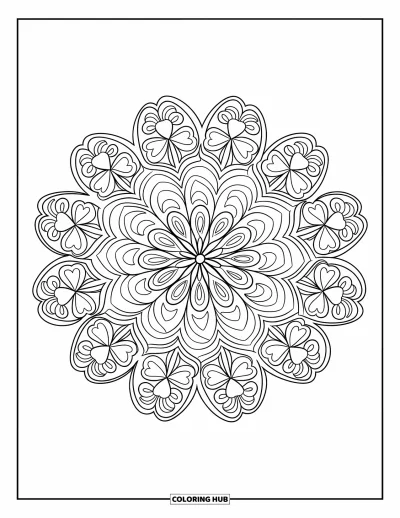 Sankt Patricks dag-målarbild för vuxna: En invecklad mandala av klöver och shamrocks formgiven för avkoppling