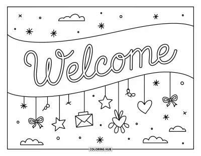 75+ Dibujos de carteles de bienvenida para colorear para ni?os y adultos