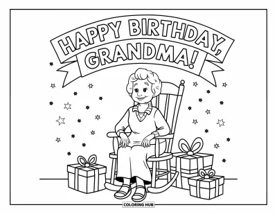 65+ Dibujos de «Feliz cumpleaños, abuela» para colorear