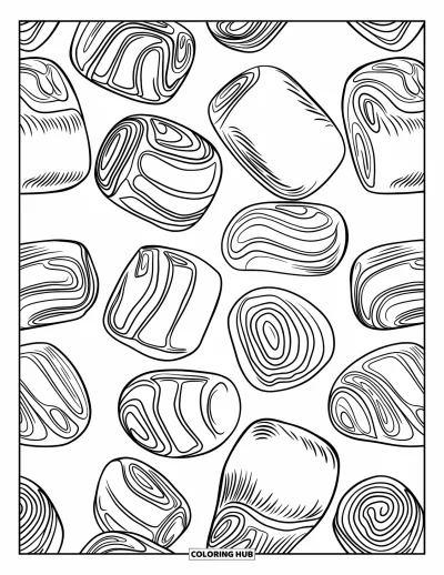 Desenho de marshmallow para colorir para adultos: Um padrão contínuo de formas de marshmallow para uma coloração relaxante