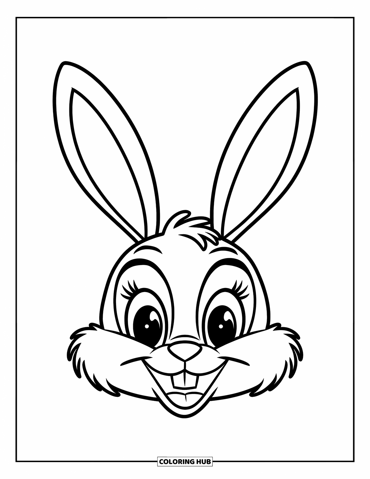 Mask Coloring Page for Kids: A bunny mask with long ears and short whiskers