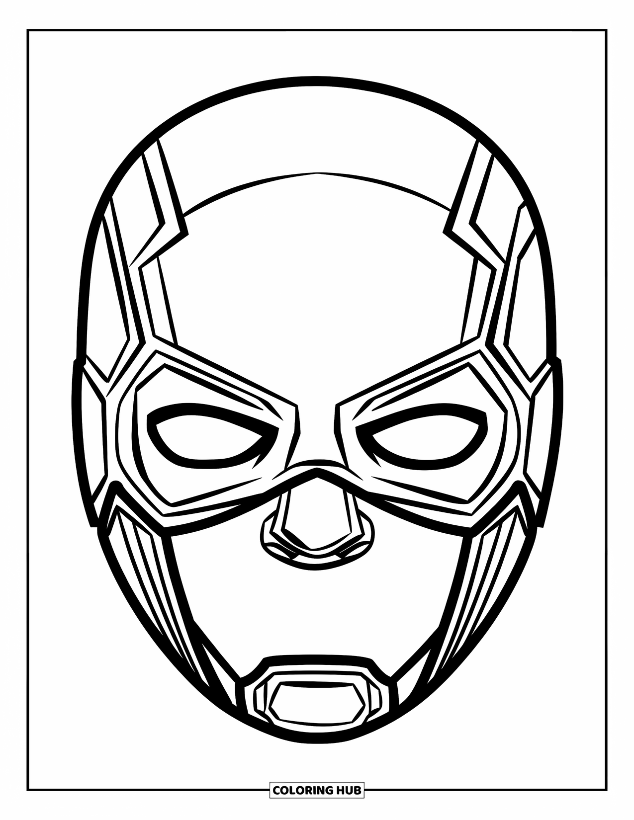 Mask Coloring Page for Kids: A cheerful superhero mask with a star and rounded eye holes