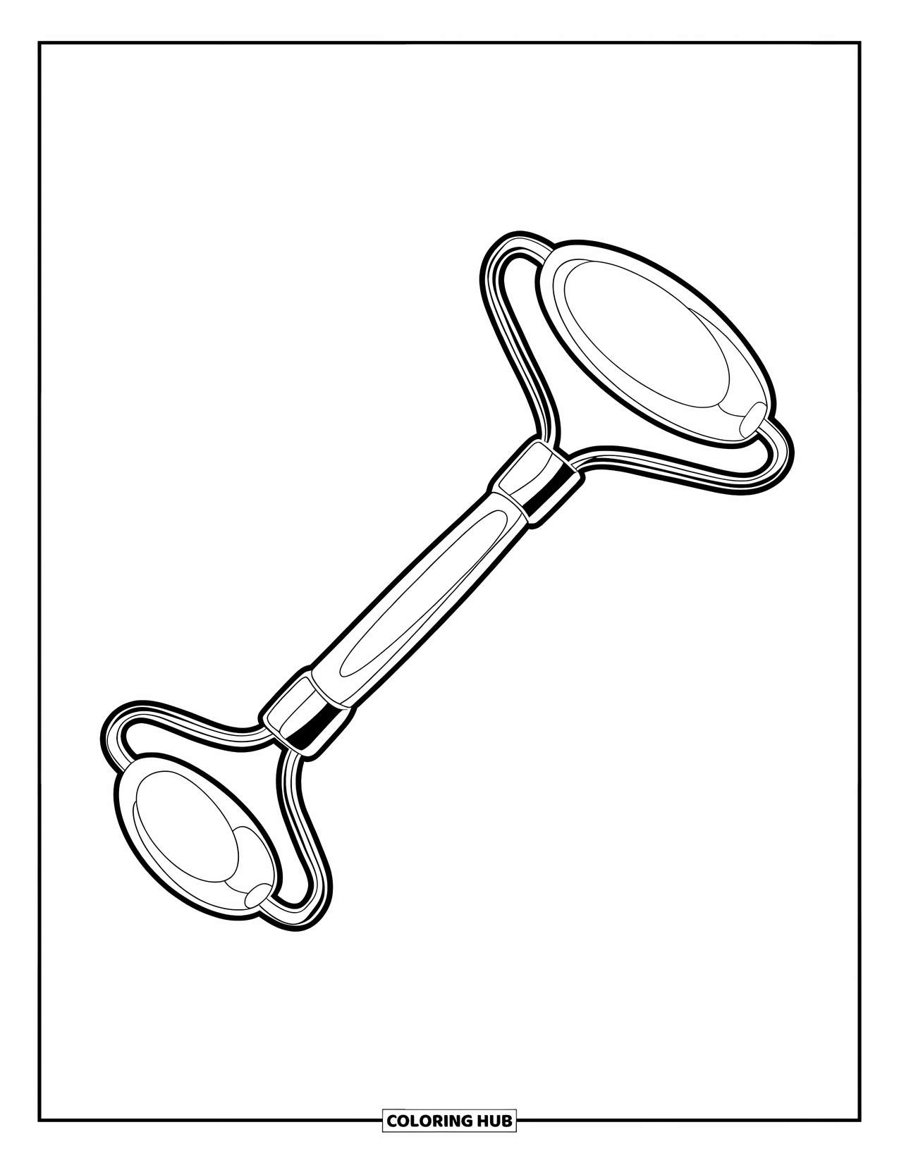 Preppy Skincare Coloring Page for Kids: A sleek jade roller design with smooth handles and curves