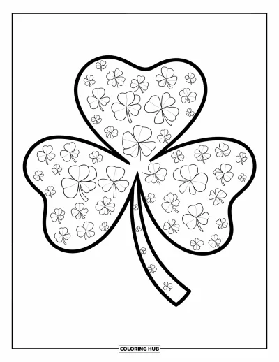 Coloriage de trèfles pour enfants : Un trèfles en couches composé entièrement de petits trèfless